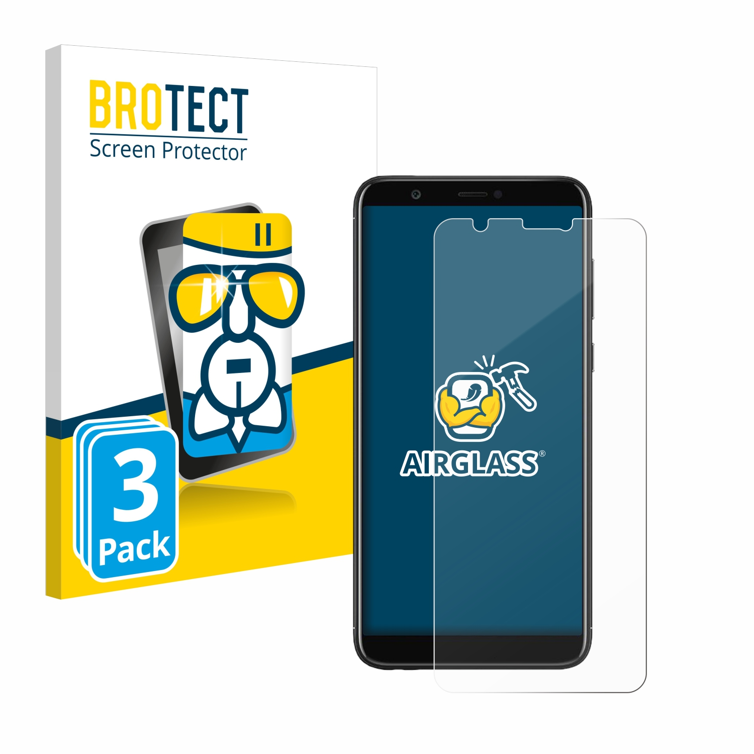BROTECT 3x Airglass P Huawei Schutzfolie(für 2018) smart klare