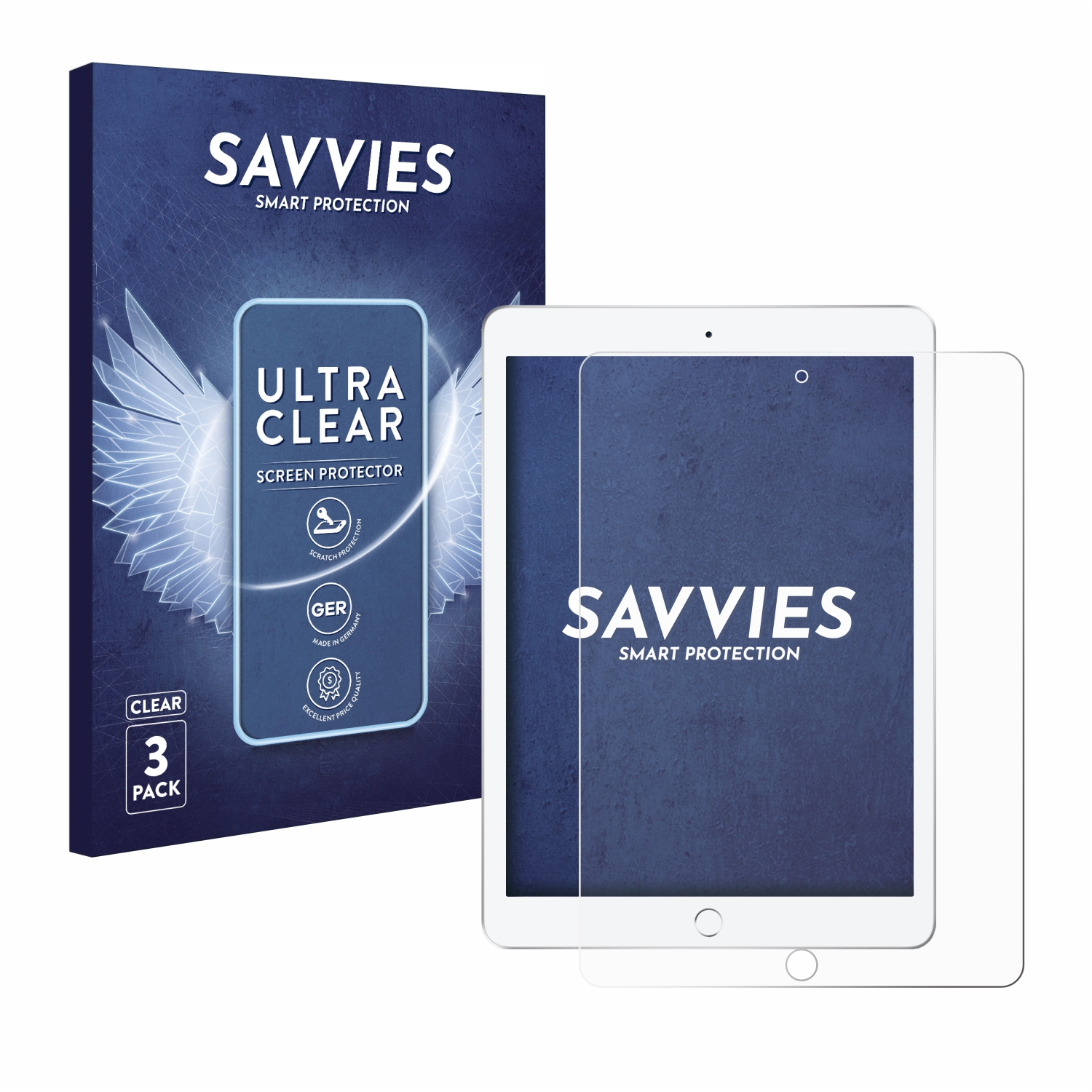 SAVVIES 3x klare Schutzfolie(für iPad (6. 9.7\