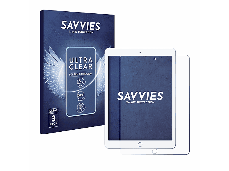 SAVVIES 3x klare Schutzfolie(für Apple iPad 9.7\