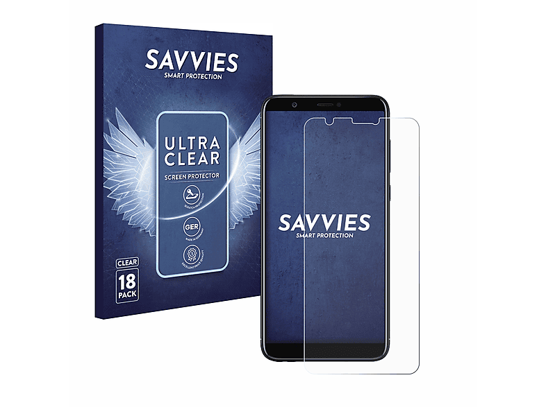 Huawei P smart SAVVIES 2018) klare 18x Schutzfolie(für