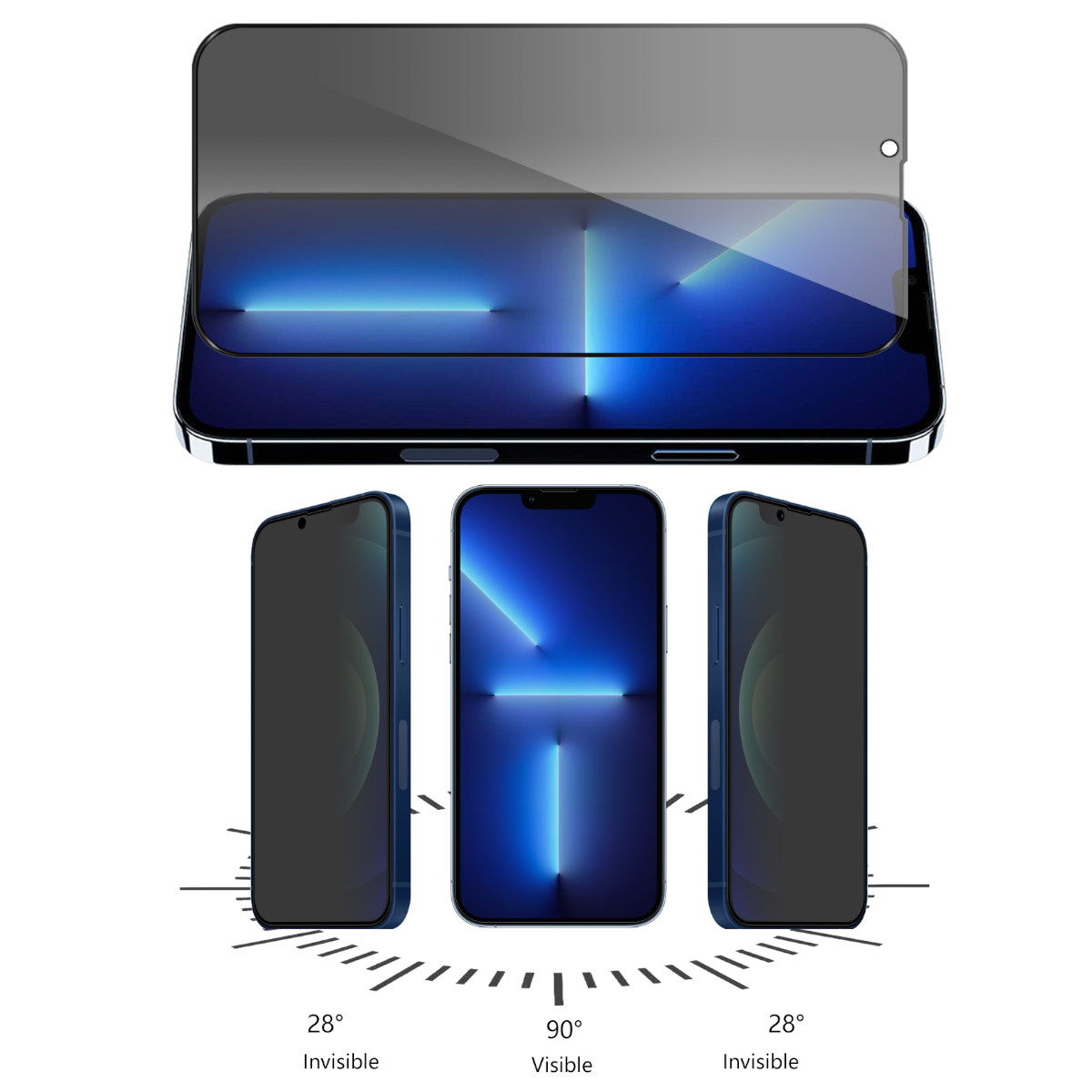 1x Privacy WIGENTO H9 Schutzglas(für Hart Max) iPhone Panzer Glas Folie 14 Pro Apple