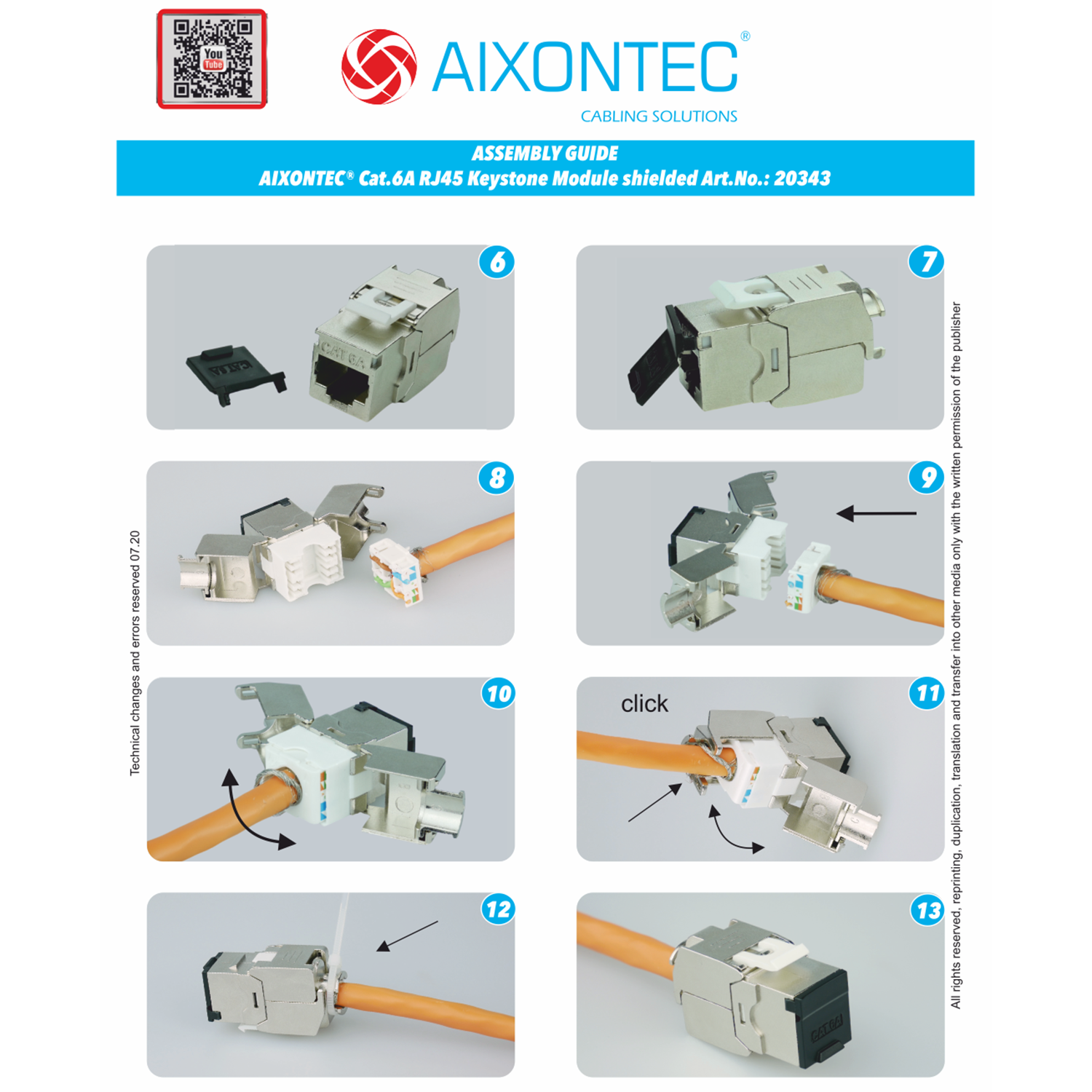 AIXONTEC 24-Port 19“ 1HE Patchfeld Module + Patchpanel Cat.6A 12x
