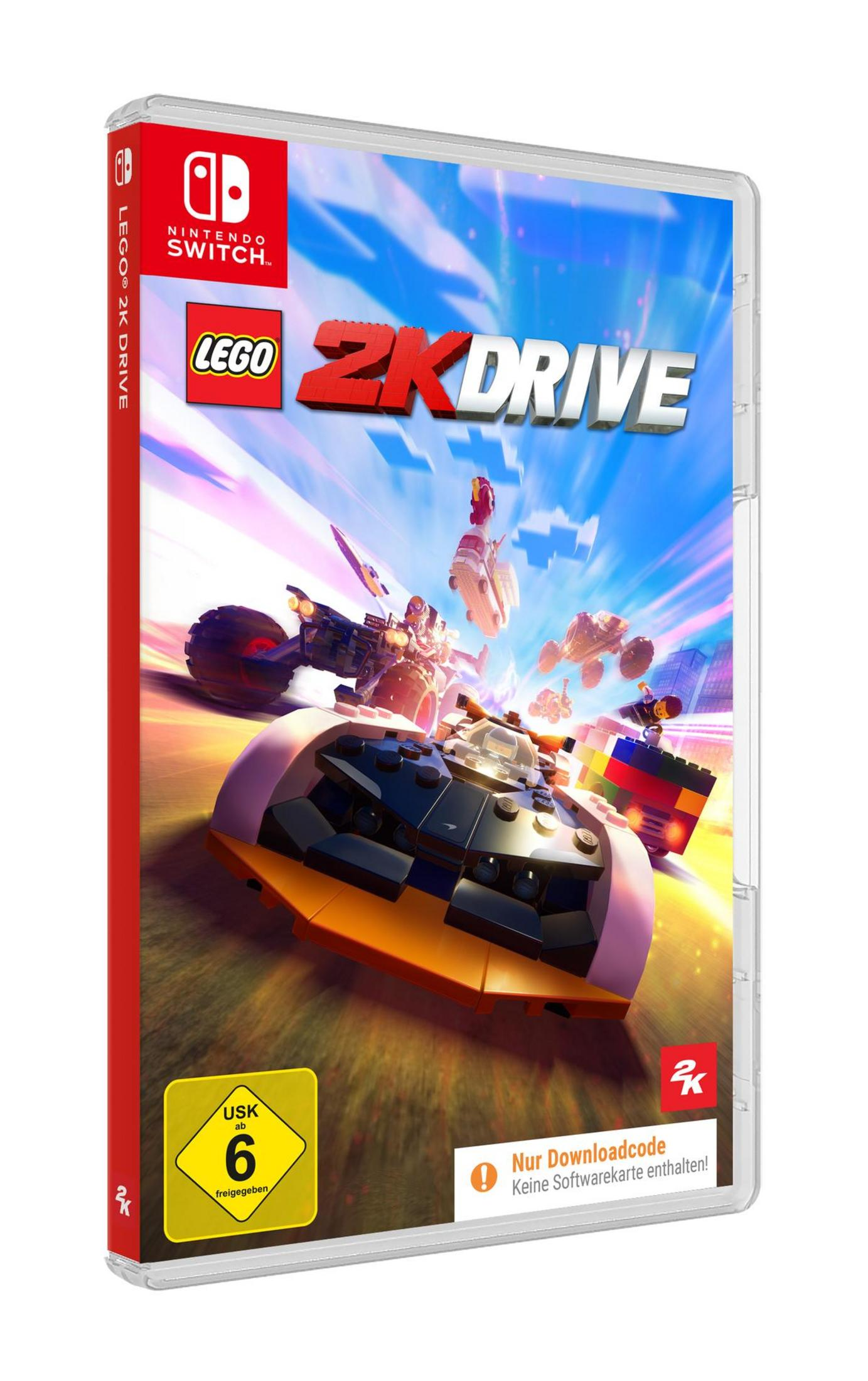 Pudełko gry LEGO 2K Drive. Okładka gry przedstawia pojazdy LEGO w wyścigu.