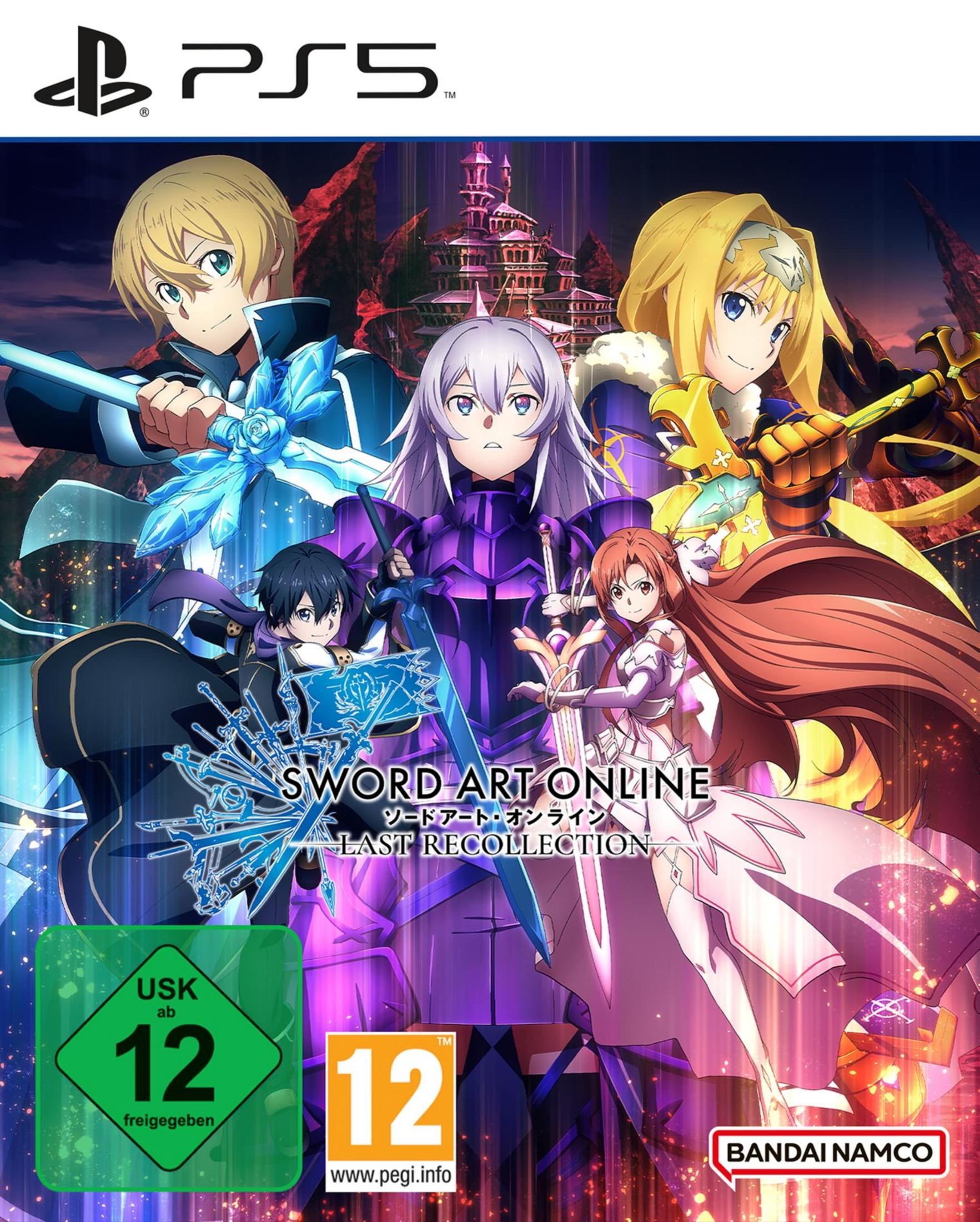 PS5-Spielhülle: Anime-Charaktere mit Schwertern. Titel: Sword Art Online. Bewertung: 12.