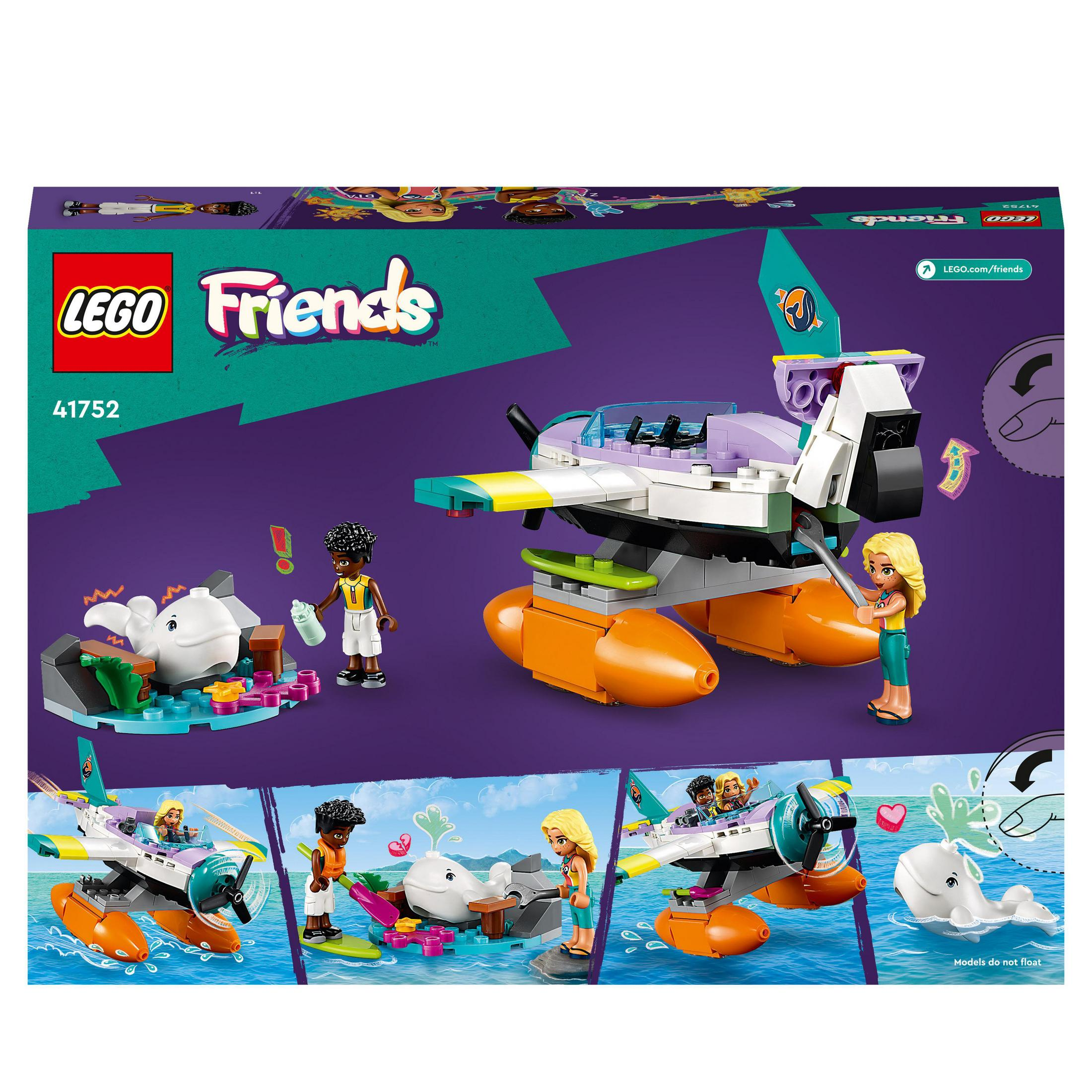 Boîte Lego Friends avec un modèle d'avion et des personnages.