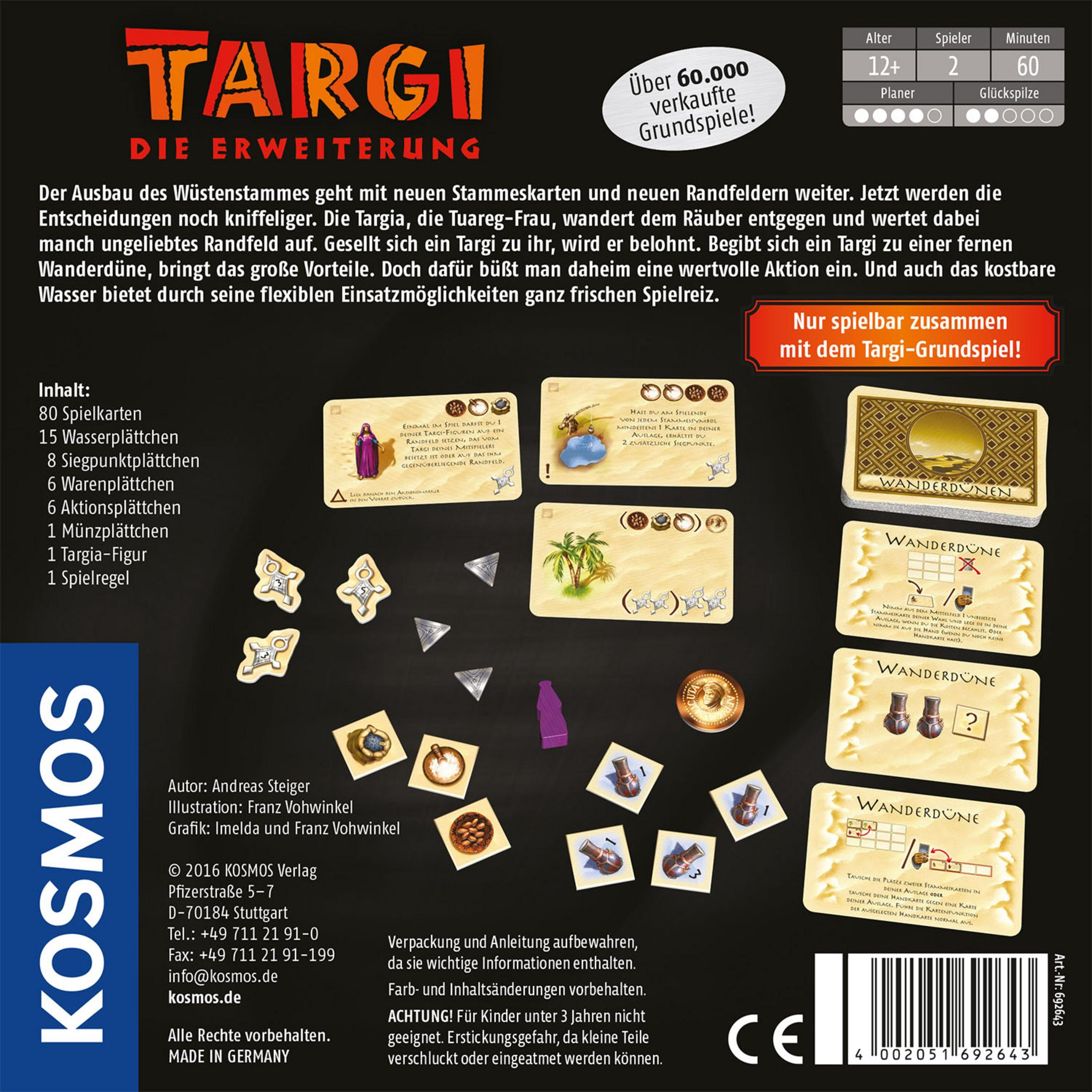 Kartenspiel mit Wüstenmotiv. Enthält Karten, Anweisungen und Spielkomponenten.