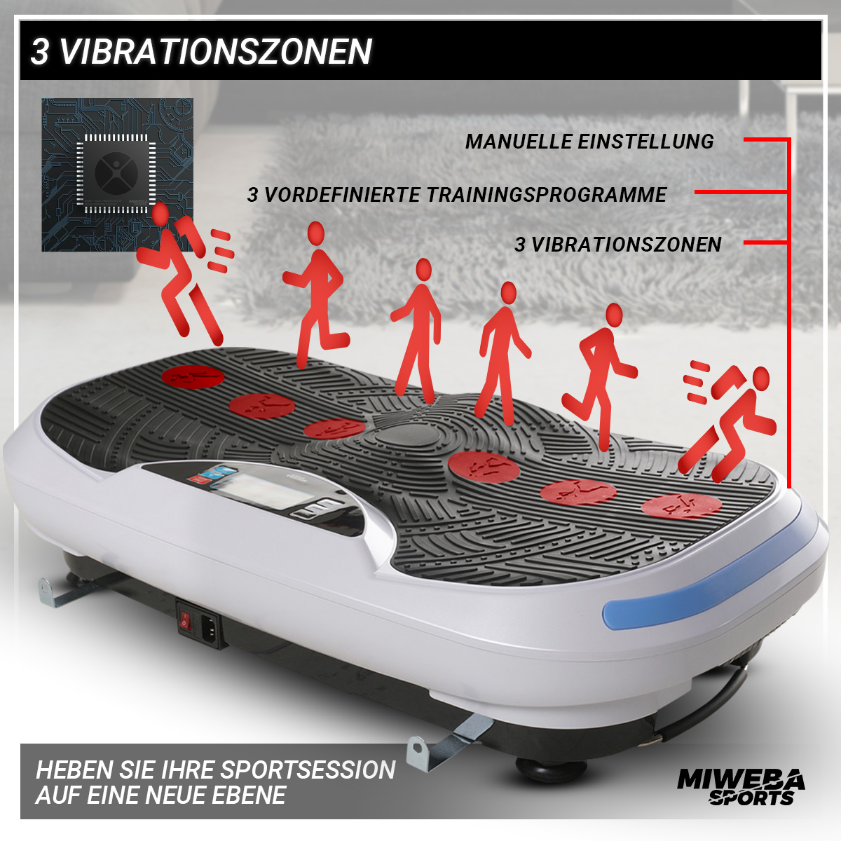 MIWEBA schwarz SPORTS Vibrationsplatte, 4D MV300