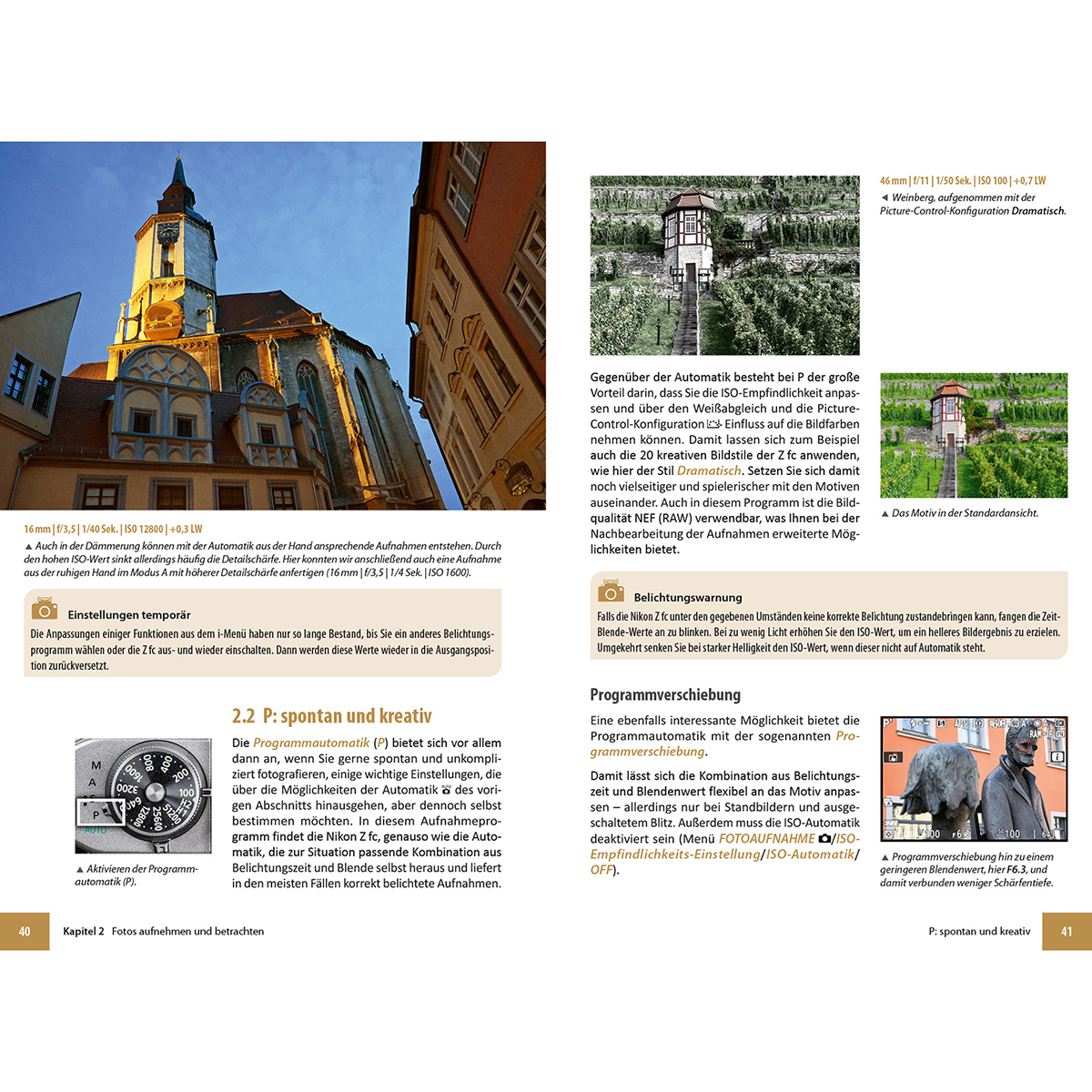 Eine Magazinseite mit Text und Bildern über Fotografie. Enthält ein Foto eines Gebäudes.