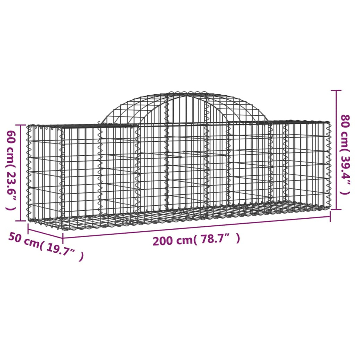 VIDAXL 3146291 Gabionenkorb Silbern