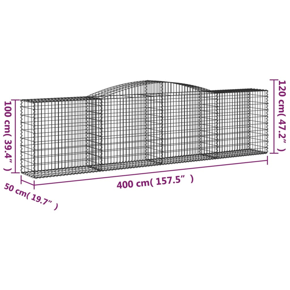 Gabionenkorb 3147004 VIDAXL Silber