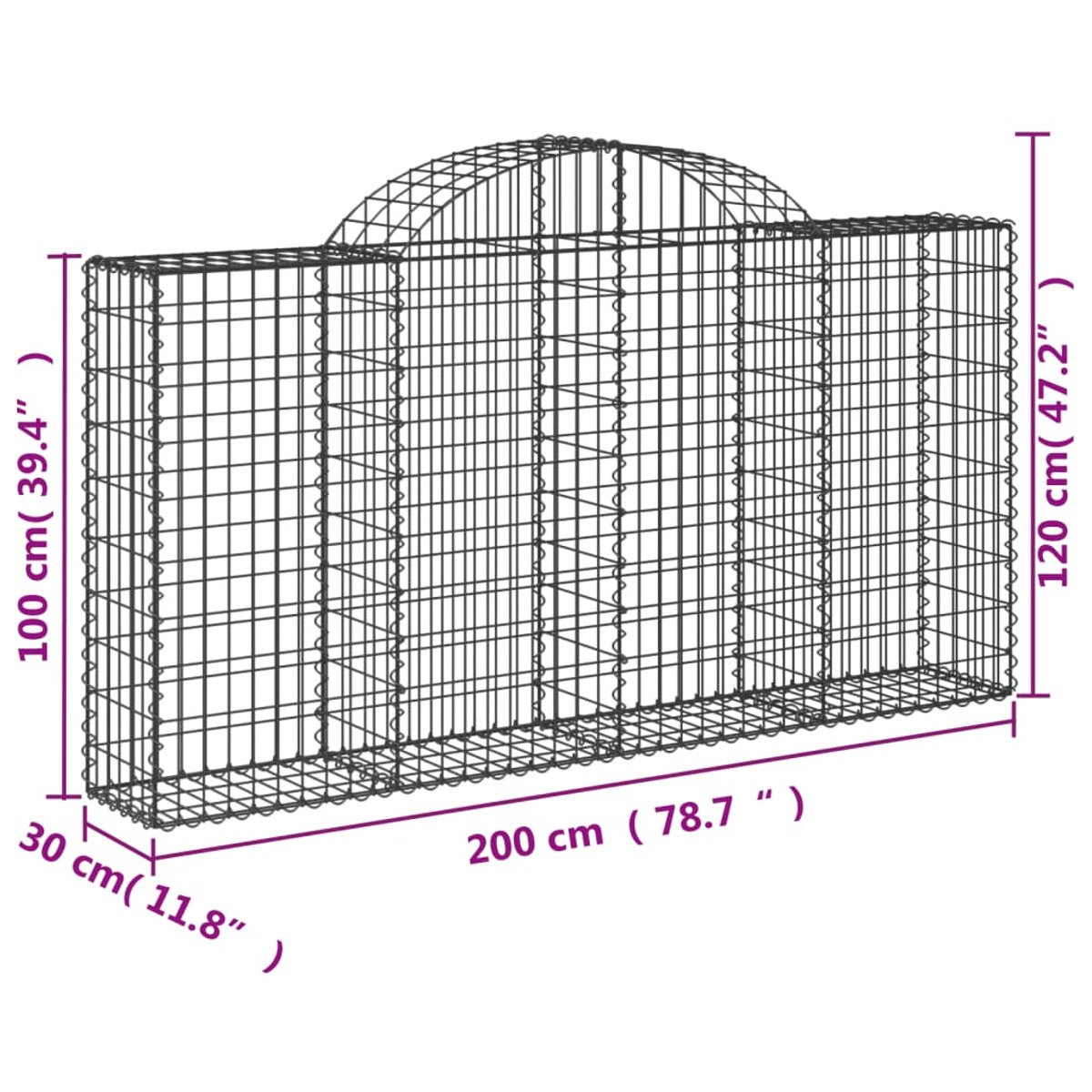 Gabionenkorb Silber VIDAXL 3146115