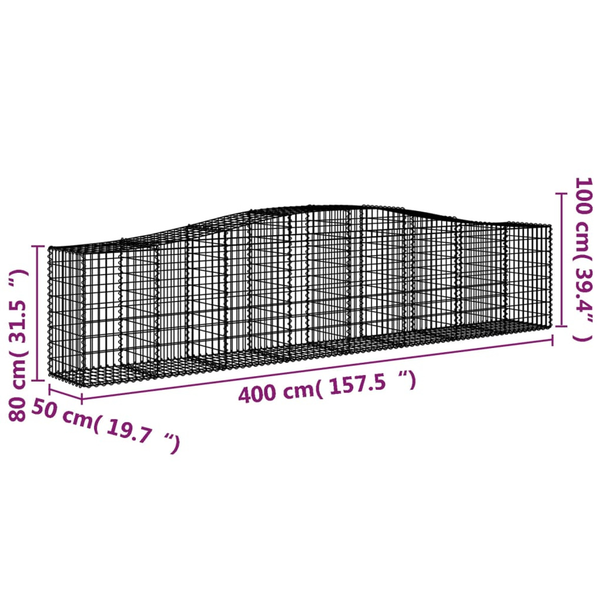 3145952 VIDAXL Gabionenkorb Silber