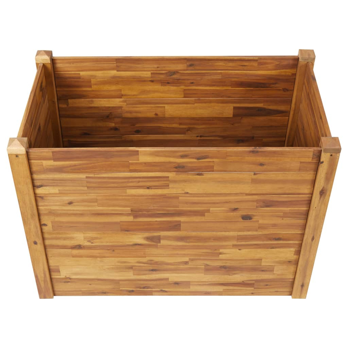 Holz-Pflanzkasten, leer mit sichtbarer Holzmaserung.