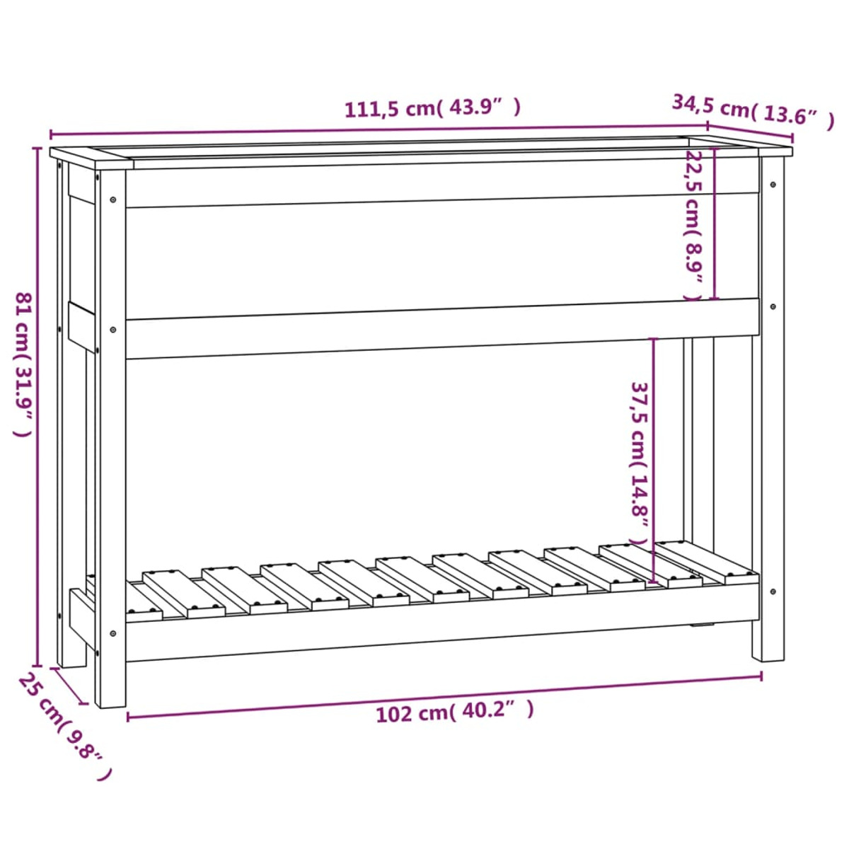 Holzfarbe VIDAXL 823766 Pflanzgefäß Natürliche