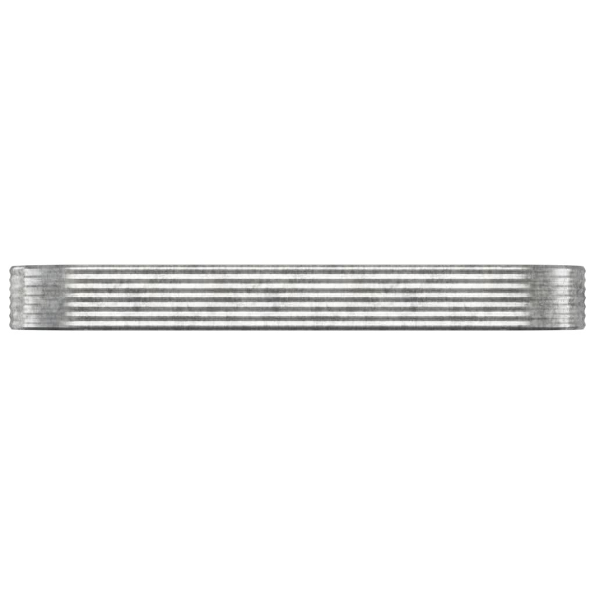 Silbernes Metallobjekt mit horizontalen Linien.