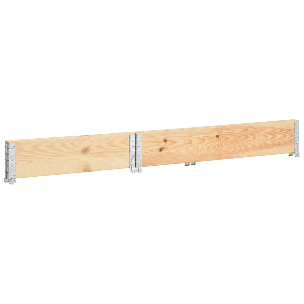 Holzbrett mit Metallscharnieren, mit Schraubenlöchern.