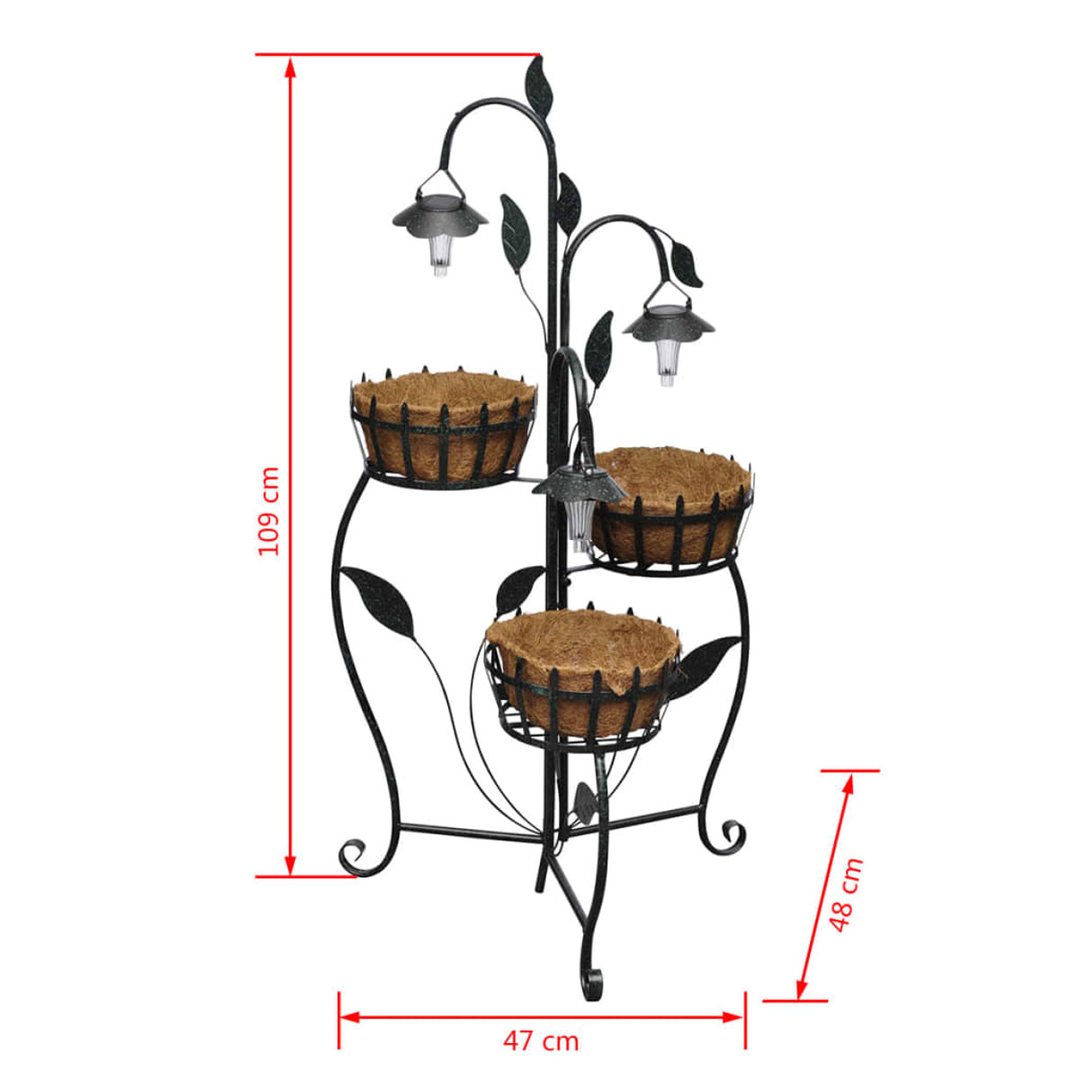 23,5 und mit schwarz der cm<lt/>br /<gt/>Abmessungen: 47 Blumenschalen: cm x 40543 109 Blumentopf braun<lt/>br x /<gt/>Gusseisen (LxBxH)<lt/>br 48 /<gt/>Durchmesser VIDAXL /<gt/>mit Kokosfasermatten<lt/>br Dämmerungssensor