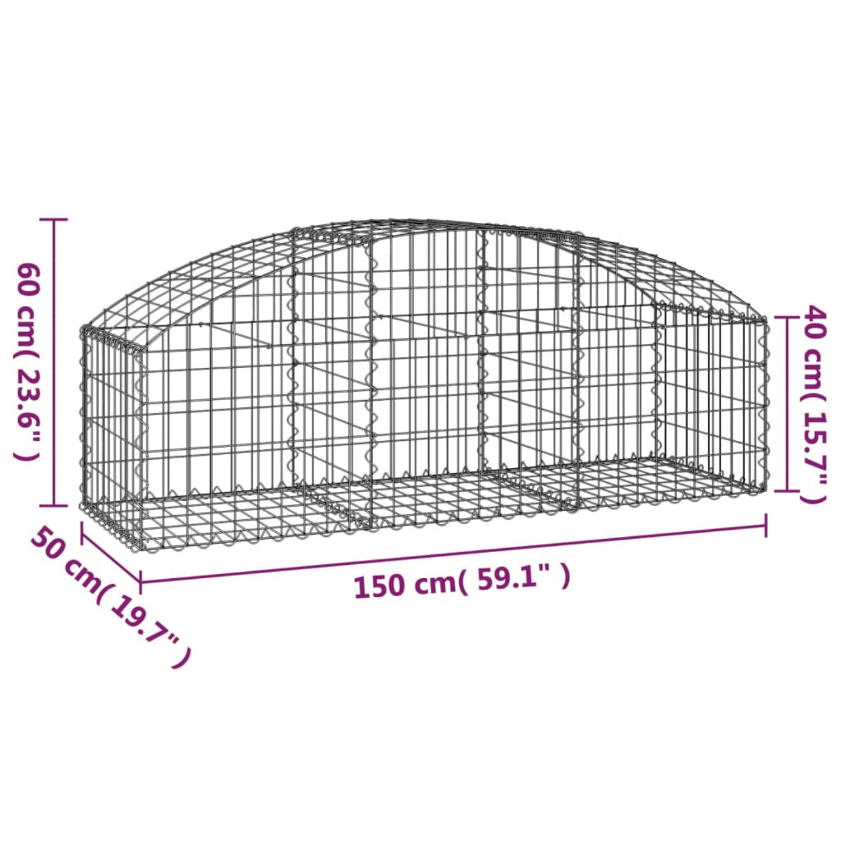 VIDAXL 153452 Gabionenkorb Silber