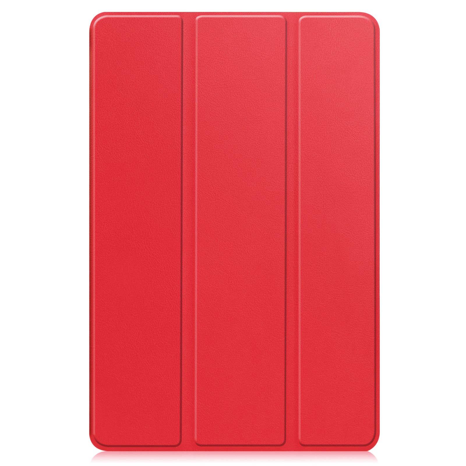 Eine rote, dreifach gefaltete Tablet-Hülle mit strukturierter Oberfläche.