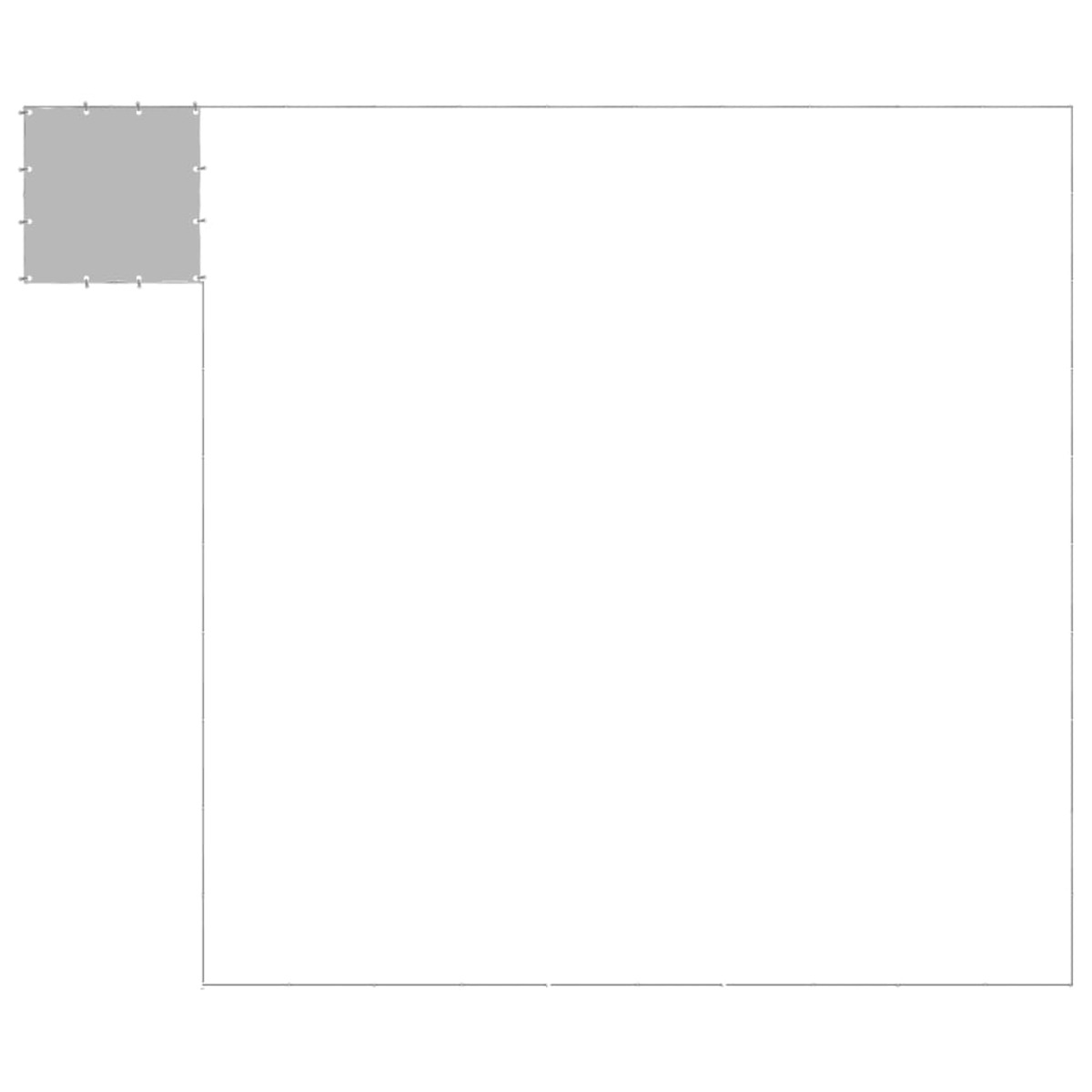Eine graue quadratische Form in der oberen linken Ecke eines weißen Hintergrunds. Das Quadrat hat ein kleineres Quadrat darauf.