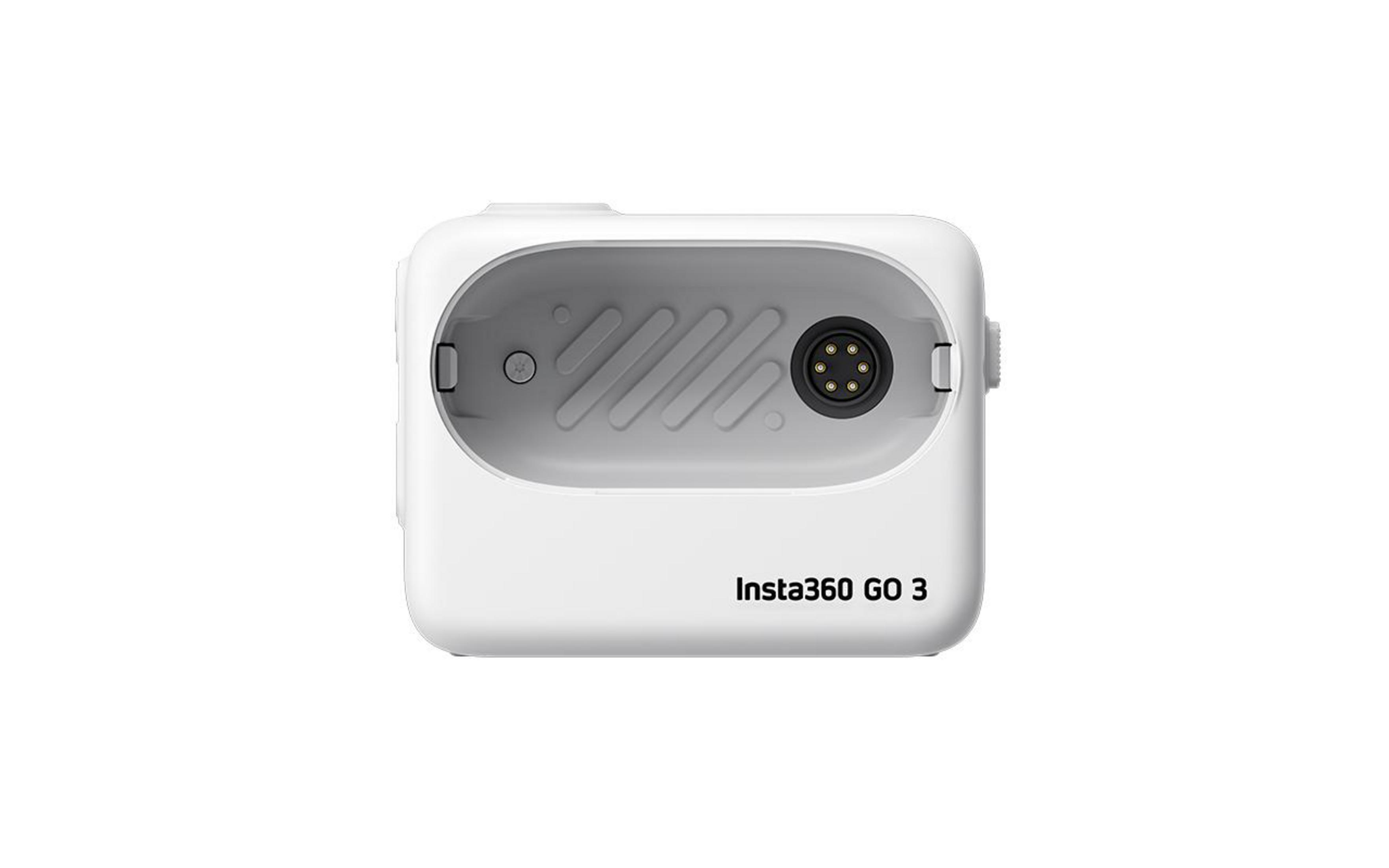 Etui ładujące do kamery Insta360 GO 3, białe, otwarte, pokazujące wnętrze.
