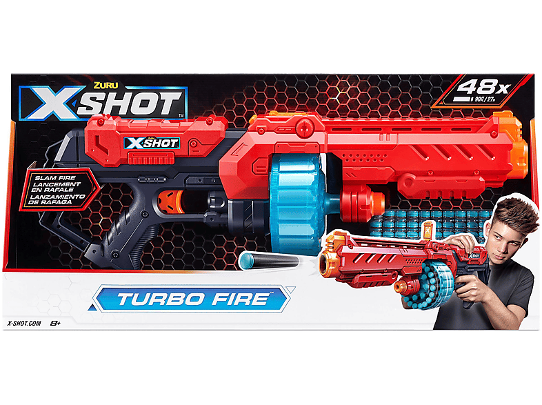 TURBO Blaster (48 EXCEL X-SHOT Mehrfarbig ZURU 36270 DARTS) FIRE