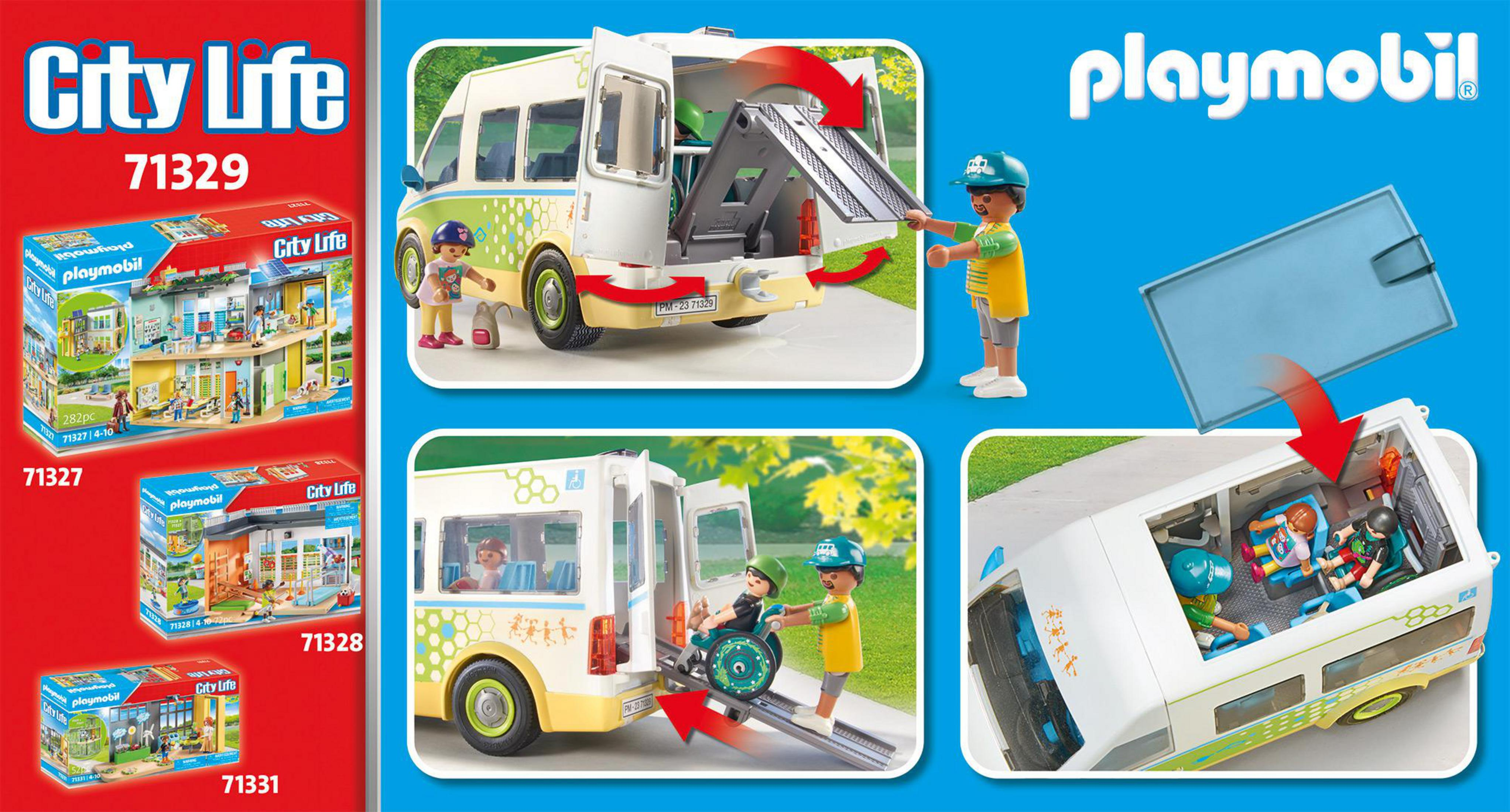 Pudełka i obrazy zestawu Playmobil City Life ilustrujące mobilną klinikę i karetkę.