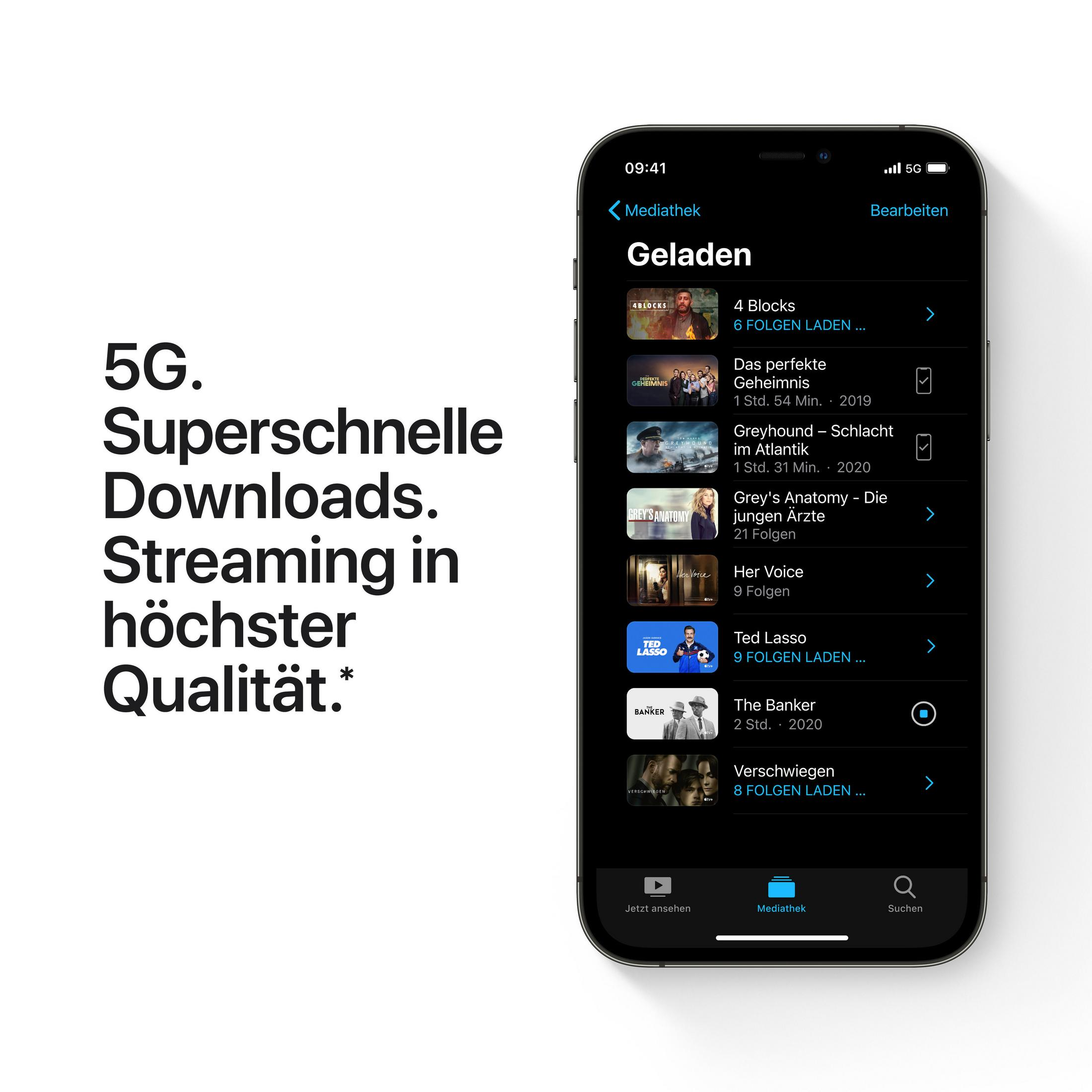 Ekran smartfona wyświetlający interfejs aplikacji do streamingu z opcjami pobierania.