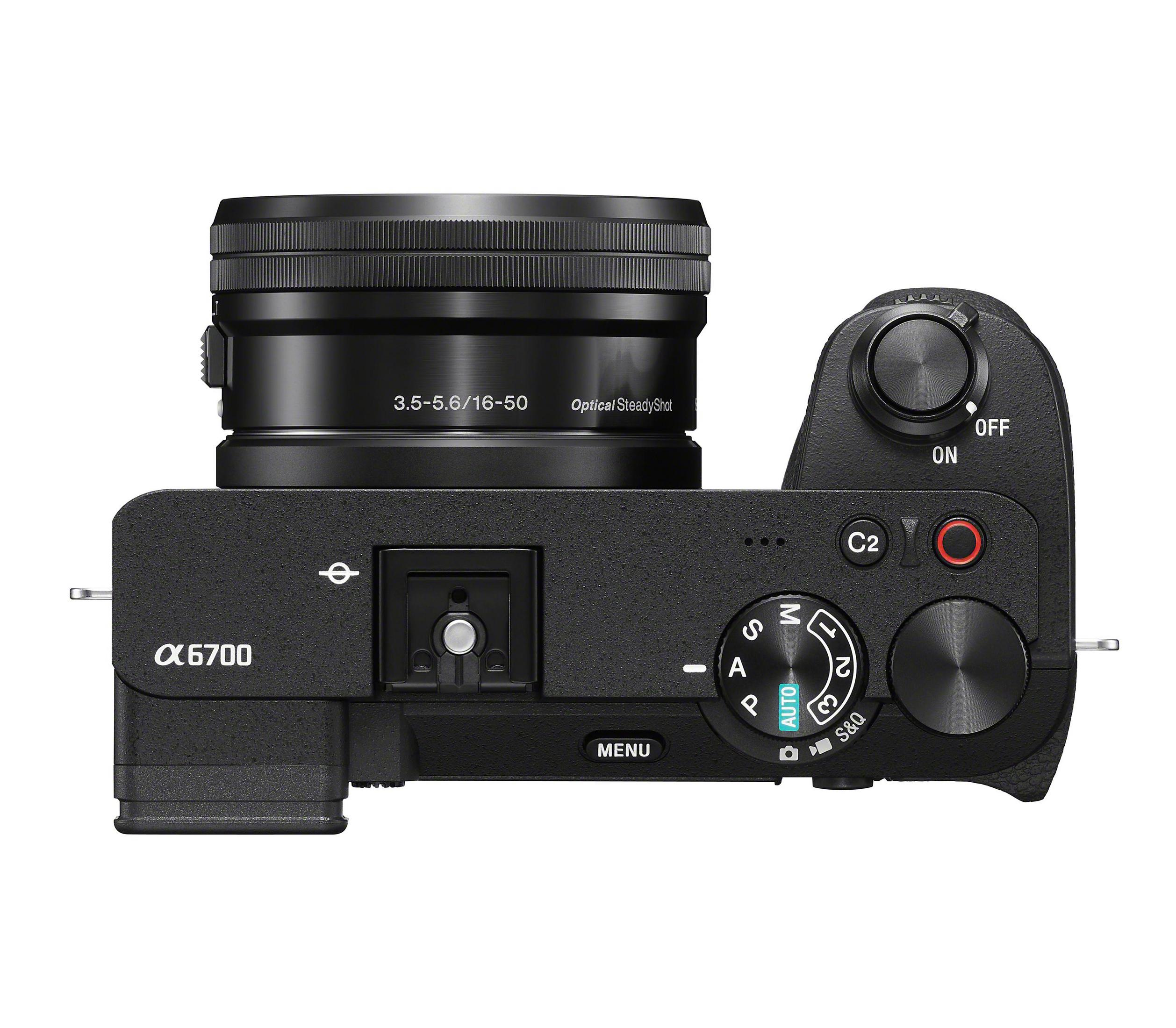 Zwart digitale camera bovenaanzicht.