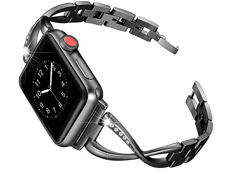 DIIDA Smartwatch-Armband Watch Band,Schmuck Metallarmband,für apple watch 1-7,42/44mm, Ersatzarmband, Apple, Watch 42/44MM, Schwarz