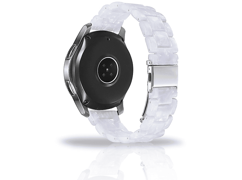 DIIDA Stilvolles Vintage-Uhrenarmband mit 22mm, weiß, Watch Ersatzarmband, glänzend aus Harzholzmaserung, Jadeholz Samsung, weiß blinkend