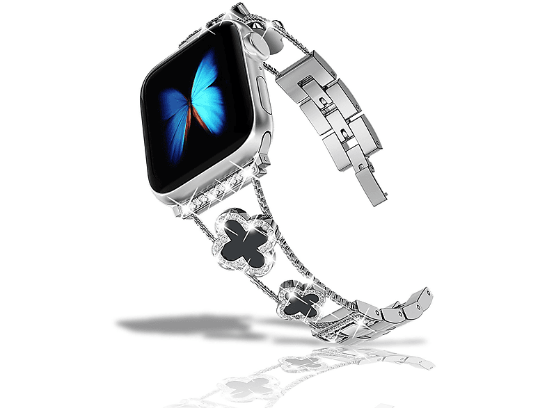 DIIDA Smartwatch-Armband, Kompatibel mit Apple Watch Armband Damen,38/40/41mm, Ersatzarmband, Apple, Watch 38/40/41mm, Silber + Schwarz | Smartwatch Armbänder