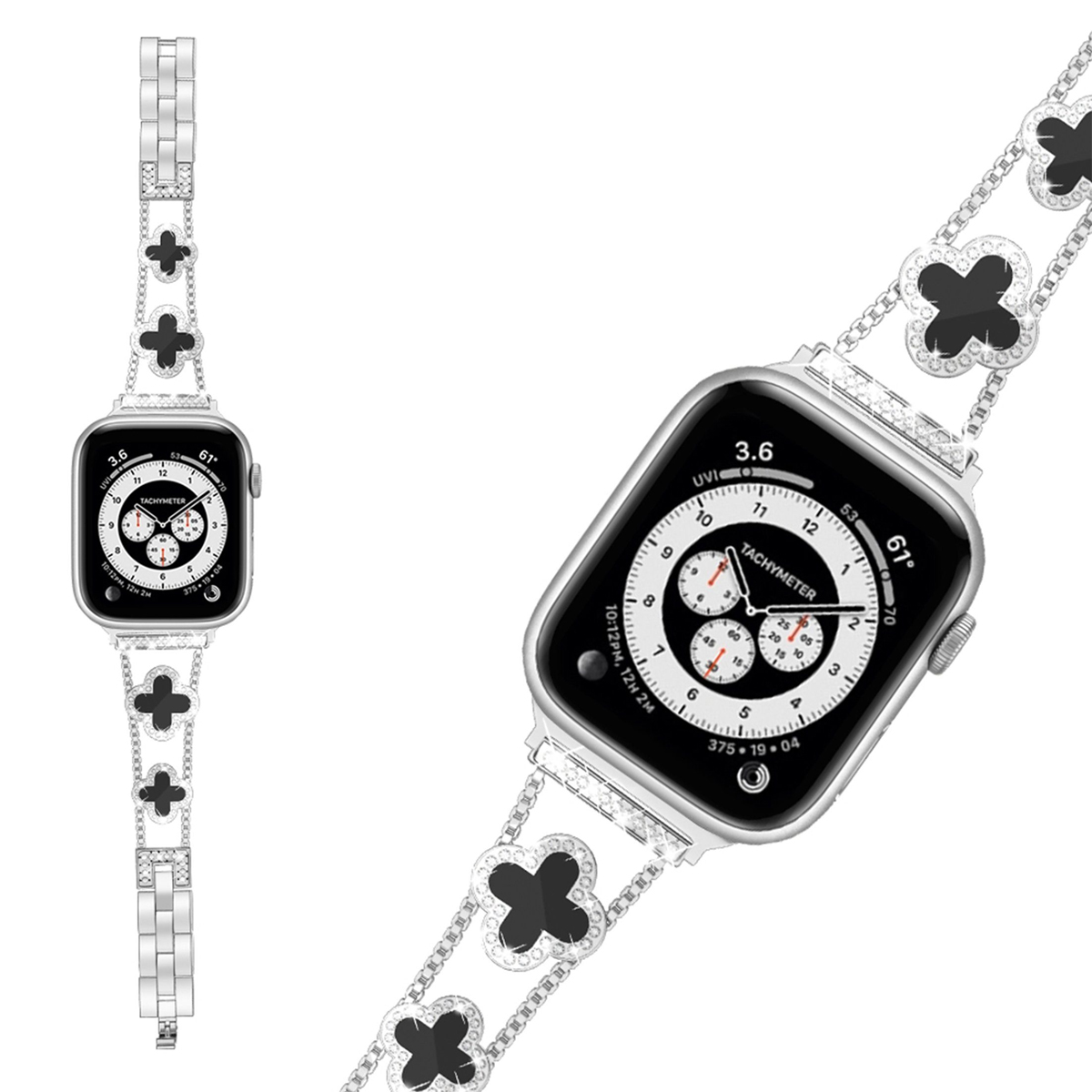 DIIDA Smartwatch-Armband, Kompatibel mit Apple Ersatzarmband, Watch 38/40/41mm, Watch Armband Damen,38/40/41mm, Apple, Silber + Schwarz