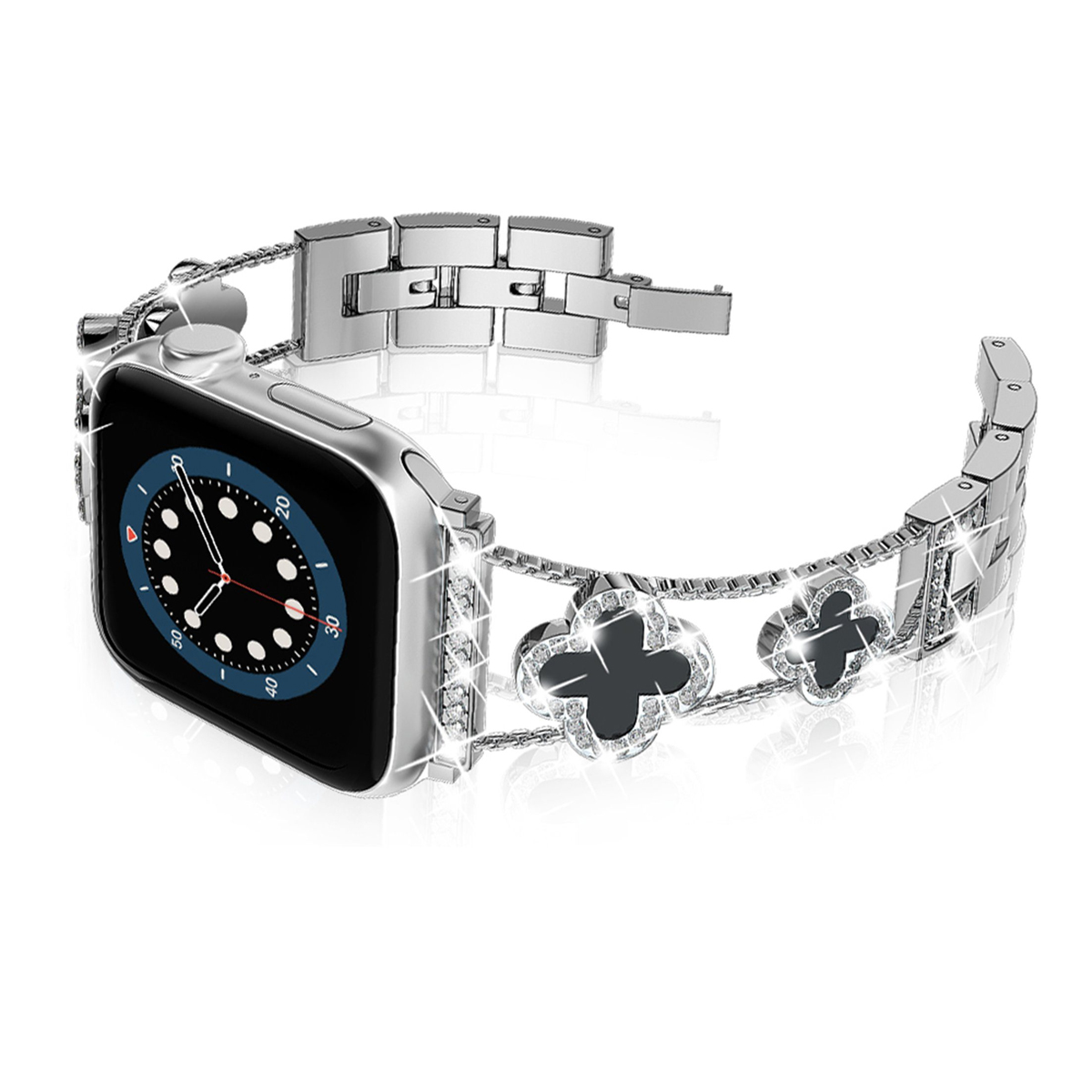 DIIDA Smartwatch-Armband, Kompatibel mit Apple Ersatzarmband, Watch 38/40/41mm, Watch Armband Damen,38/40/41mm, Apple, Silber + Schwarz