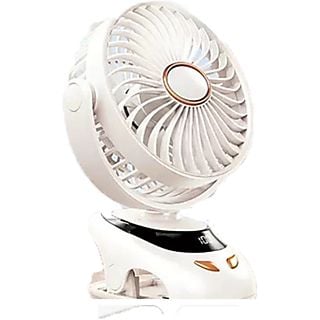 Ventilador de pared - SYNTEK Ventilador Clip Mini Ventilador Eléctrico Pequeño Silencioso Portátil Recargable, 5 W, 5 niveles de velocidad velocidades, Blanco