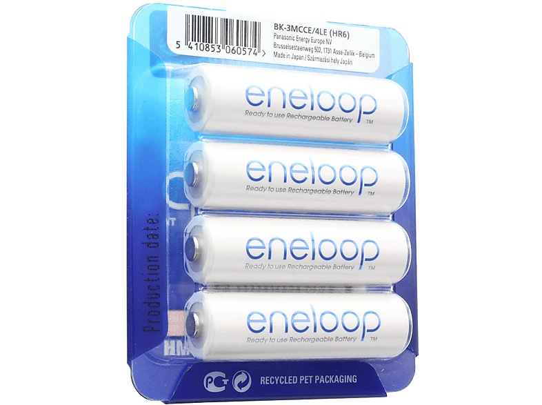 PANASONIC eneloop - Sanyo eneloop NiMH mit 4er 1900 Akku, (ehem. Mignon Nickel-Metallhydrid Standard Akku Standard) HR-3UTG BonusPack AccuSafe mAh