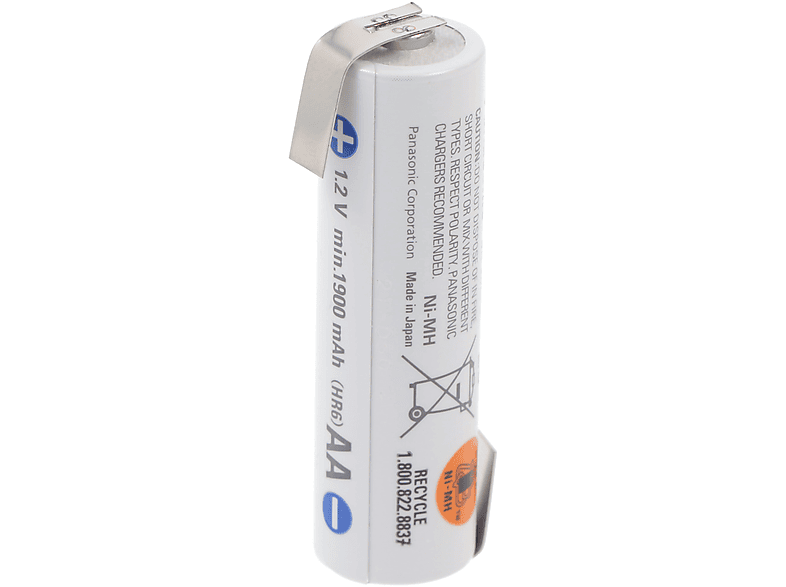 Akku, Standard mit Z-Form PANASONIC Nickel-Metallhydrid 1900 mAh BK-3MCC - NiMH Lötfahne in eneloop Mignon AA