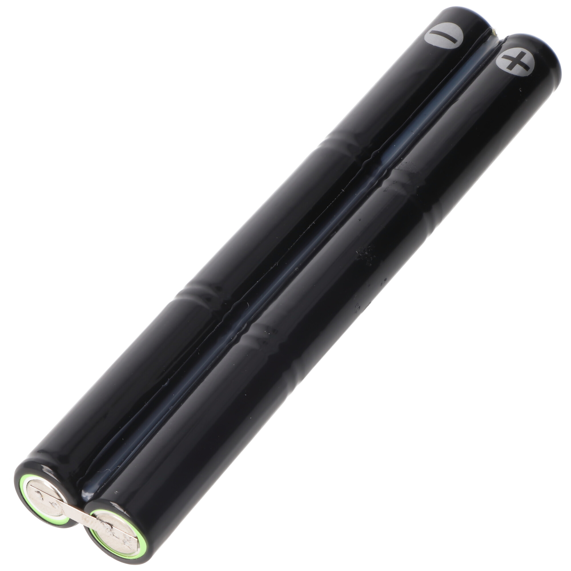 Zwei schwarze Batterien. Der Hintergrund ist weiß.