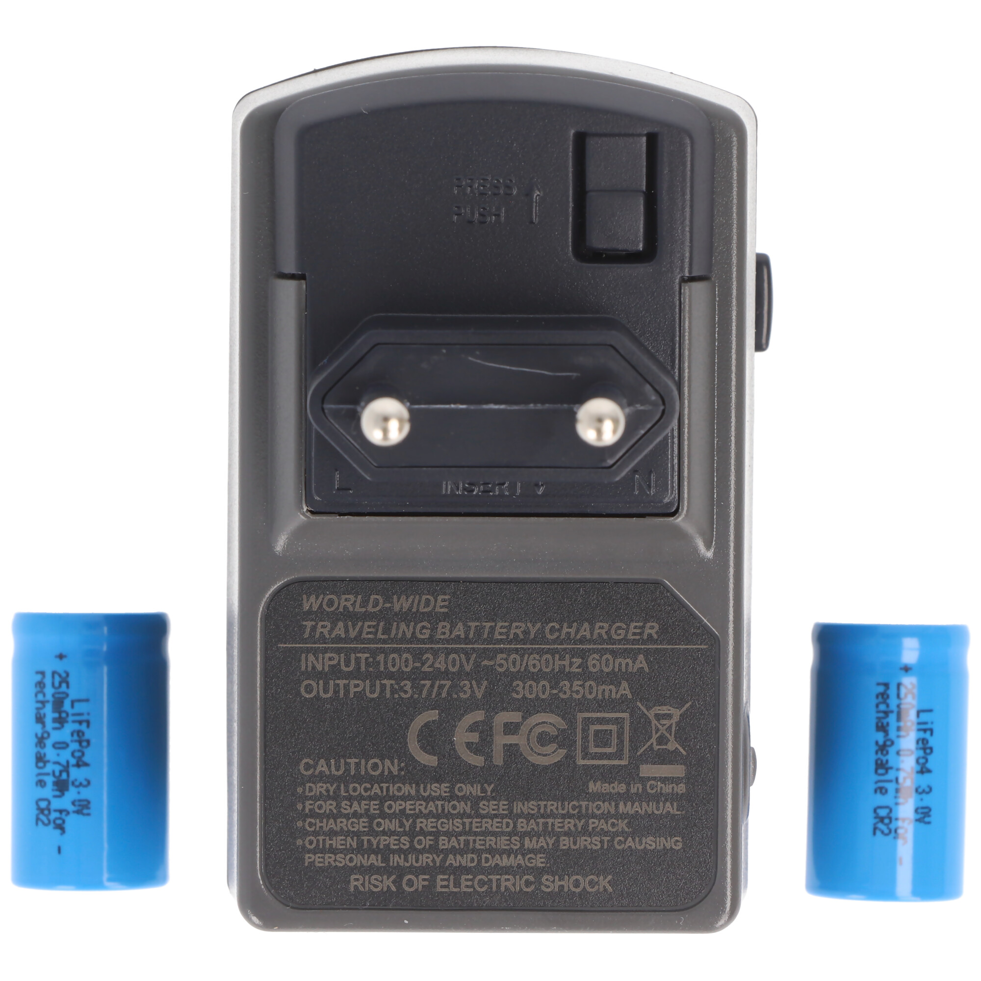 ACCUCELL CR2 Ladegerät Li-Ion, CR-2 Ladegerät inklusive 2x Li-Ion – Lithium-Ionen Akku, 250 mAh