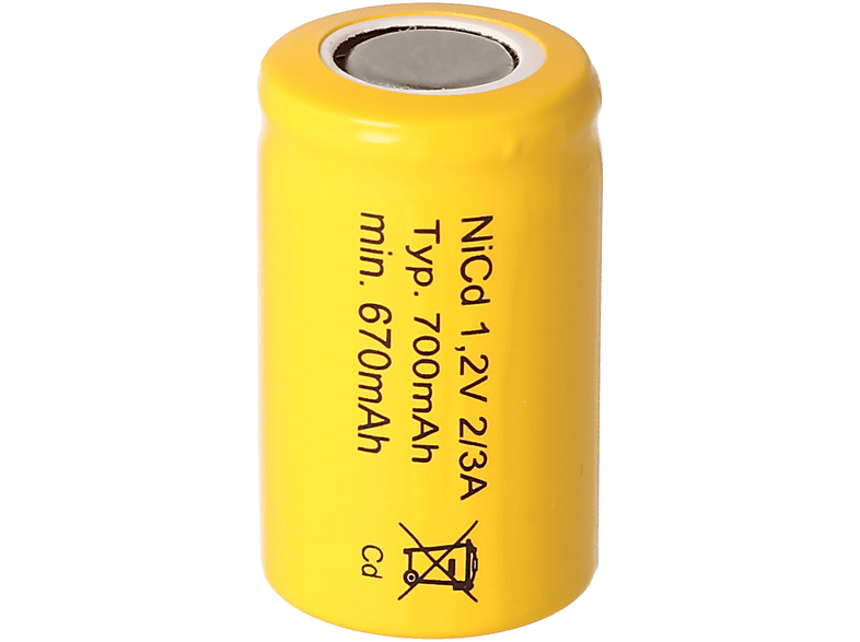 ACCUCELL KR-600AE 1.2V, 700mAh NiCd Akku 2/3A 28x17mm, bauä NiCD ...
