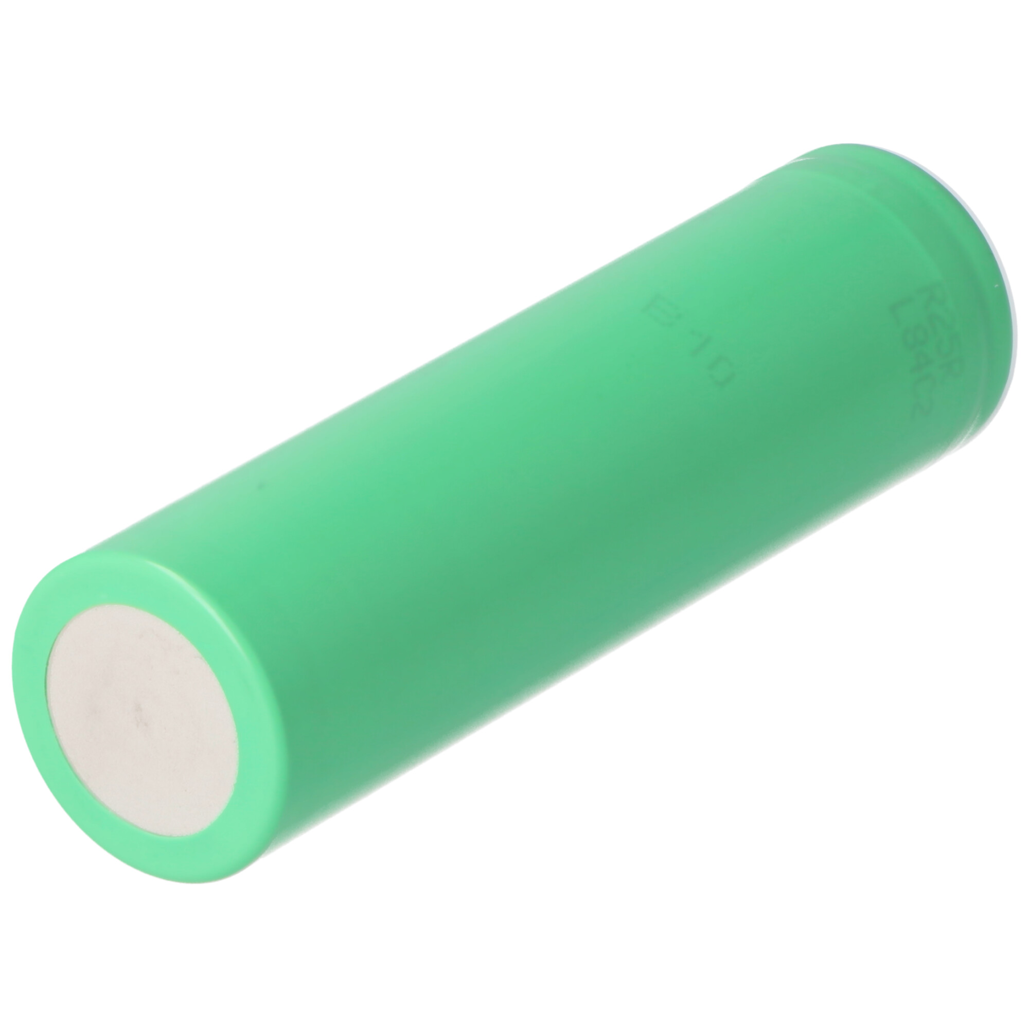 Eine grüne zylindrische Batterie mit dem Text 'E10' darauf gedruckt.