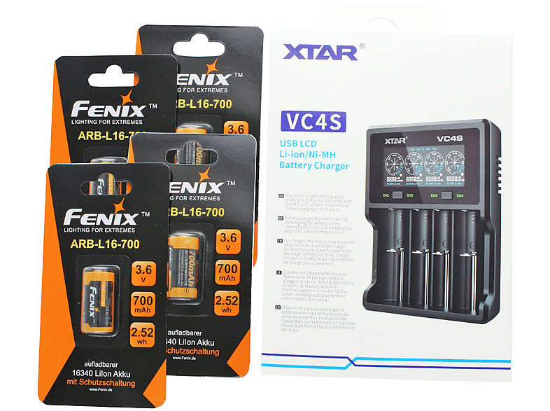 ACCUCELL 4 Stück wiederaufladbarer Arlo-Akku, Batterie, 3.7 mit wie Batterien Ladegerät Box, mAh 700 max. Lithium und V - Lithium 760mAh Li