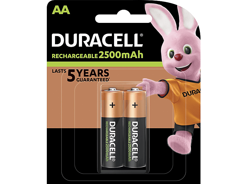 DURACELL RECHARGEABLE BATTERY HR6 AA 2500mAh 2 UNIT lithium-ion Cover, 2500 mAh