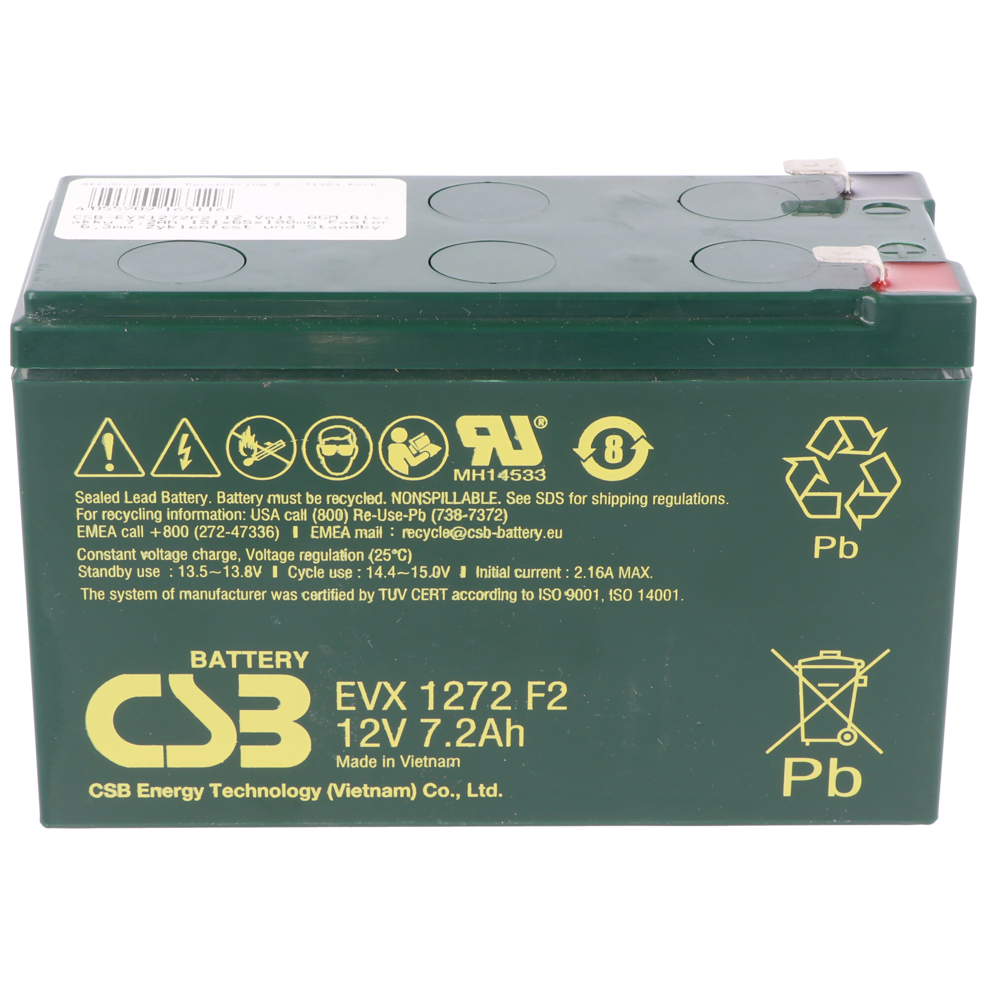 FIAMM 12FGHL28 Blei-Akku 12V 7200mAh – Wartungsfrei, AGM-Technologie, Mit Faston 6,3mm