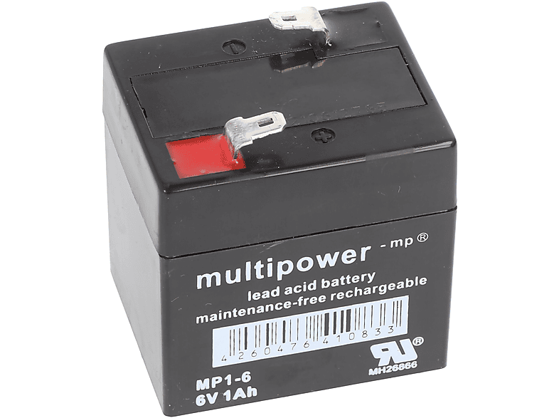 MULTIPOWER Multipower MP1-6 Akku PB Blei, 6 Volt 1000mAh, Anschluss 4,8m Pb - Blei Bleiakku, 1000 mAh