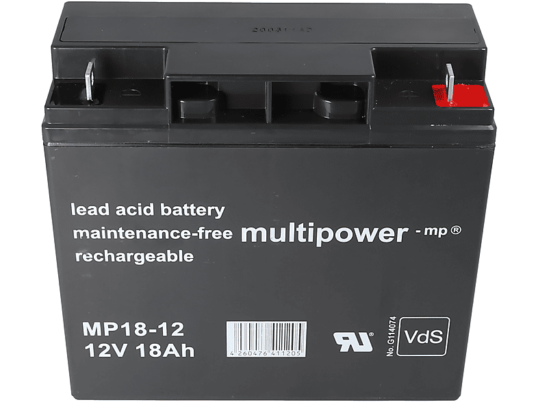 mAh Multipower MP18-12 Blei - Pb Volt 18000 Bleiakku, Akku MULTIPOWER 12 18Ah Blei