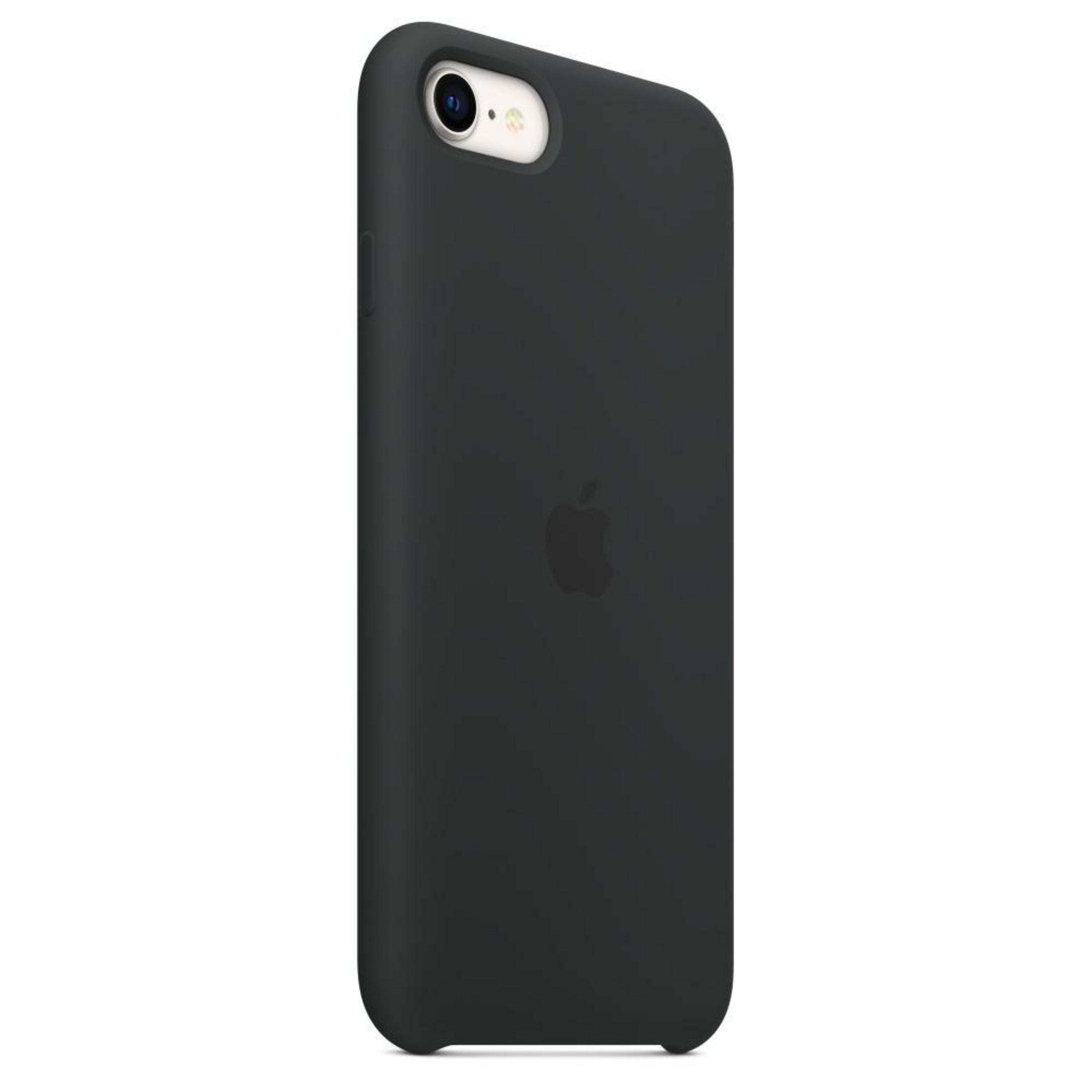 Coque noire pour iPhone avec caméra et logo Apple, design élégant et simple, surface lisse.