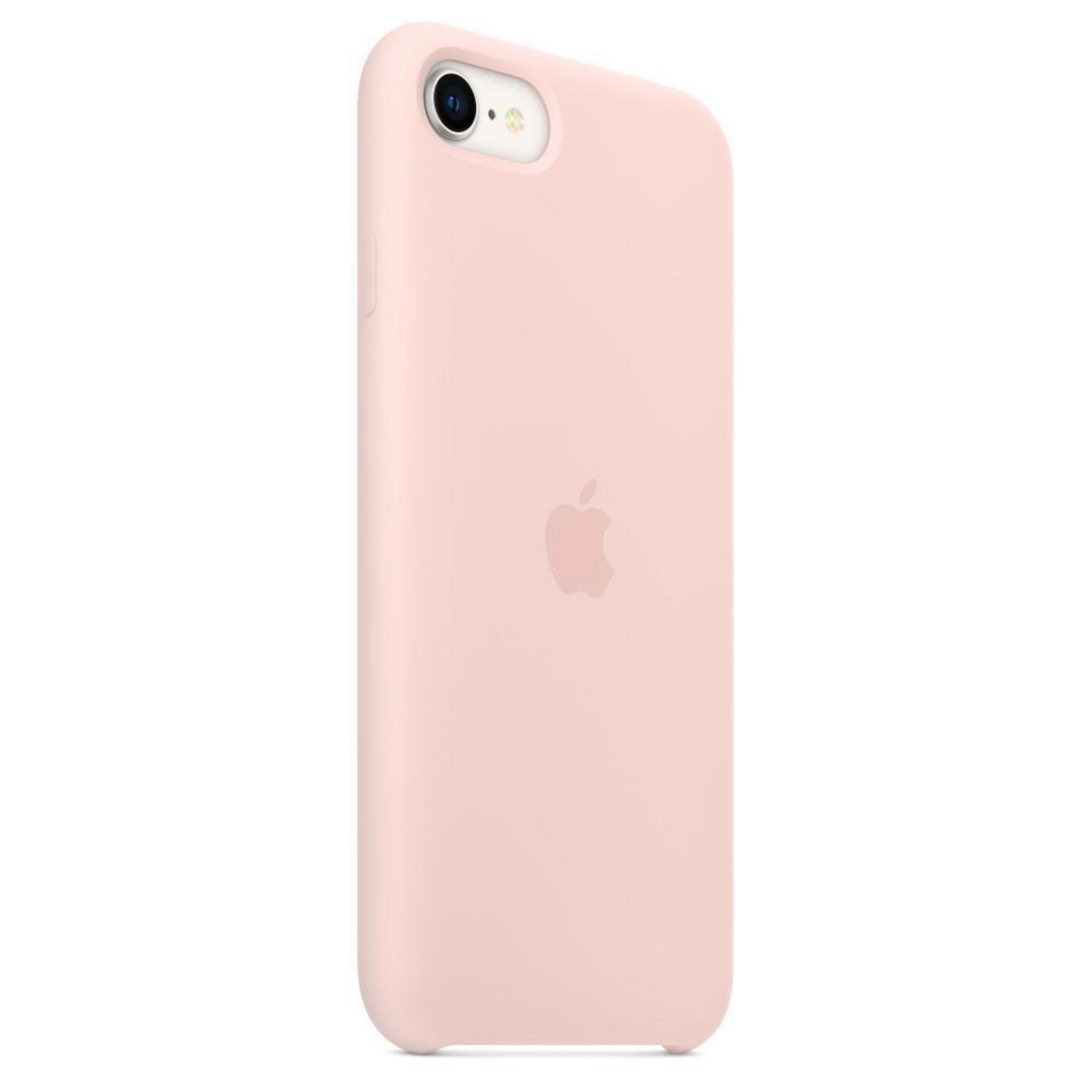 Pink phone case with an Apple logo. The background is white.