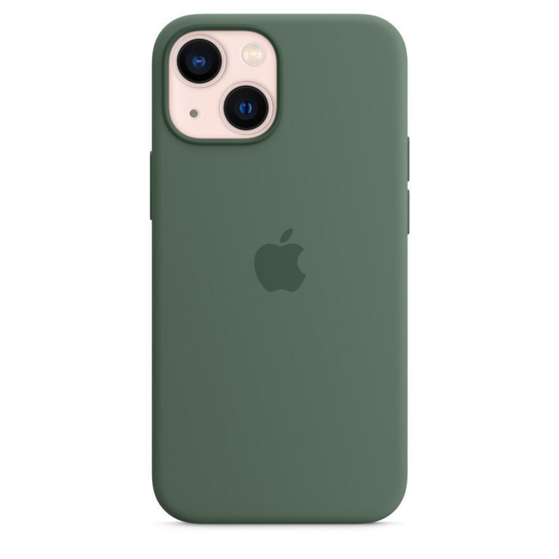 Eine grüne iPhone-Hülle, mit Apple-Logo auf der Rückseite und Kamera oben.