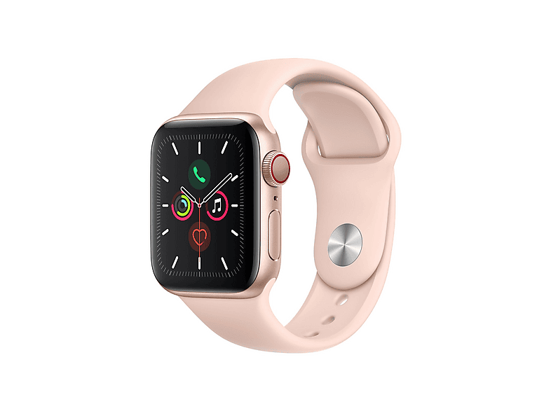 APPLE S5 GPS+CELL 40MM GOLD ALU PINK SAND SPORT BAND Smartwatch Aluminium Fluorelastomer, 130 - 200 mm, Armband: Sandrosa, Gehäuse: Gold
